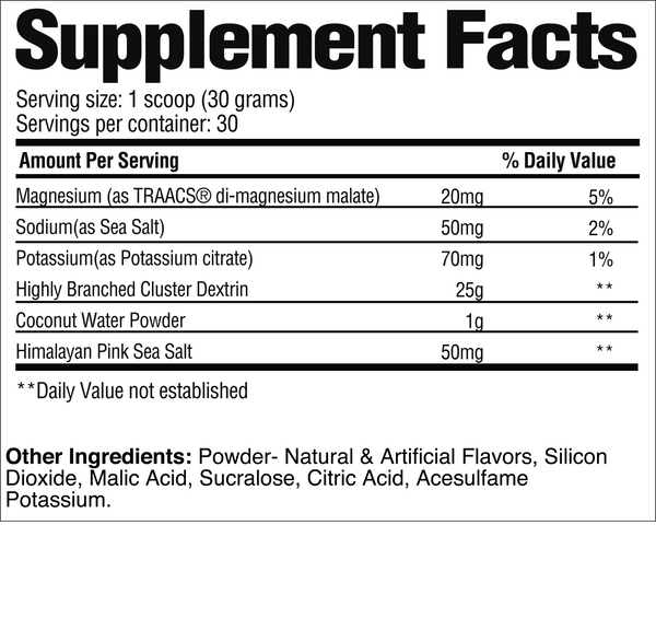Supplement Facts Raw Nutrition Intra-Workout 30srv. Complete Carbohydrate recovery formula