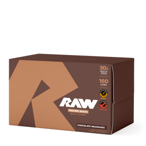 Raw Protein Shake RTd 12pk. 30g Grass Fed Protein, 160 Calories per serving in Chocolate Milkshake Flavor