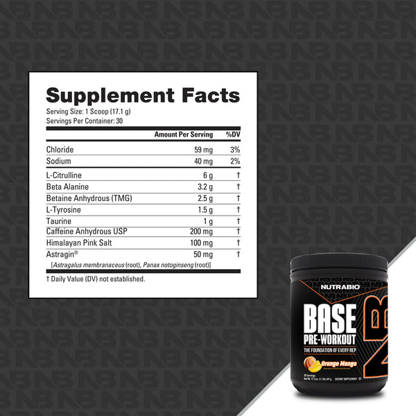 NutraBio Base Pre-Workout 30srv