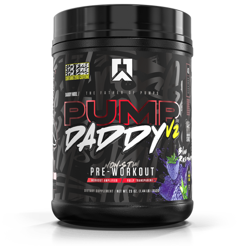 Ryse Pump Daddy V2 40srv, non-stim pre-workout in Blue Raspberry flavor