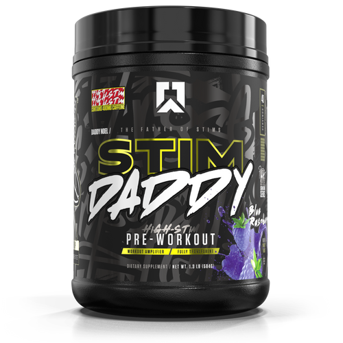 Ryse Stim Daddy 40srv, High-stim pre-workout in Blue Raspberry Flavor