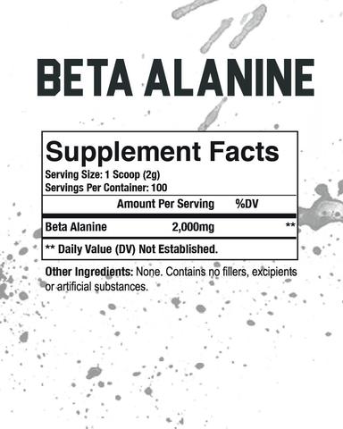 Supplement Facts Axe & Sledge Beta Alanine 100srv