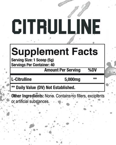 Supplement Facts Axe & Sledge Citrulline 40srv