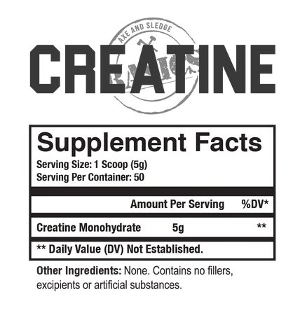Supplement Facts Axe & Sledge Creatine 50srv