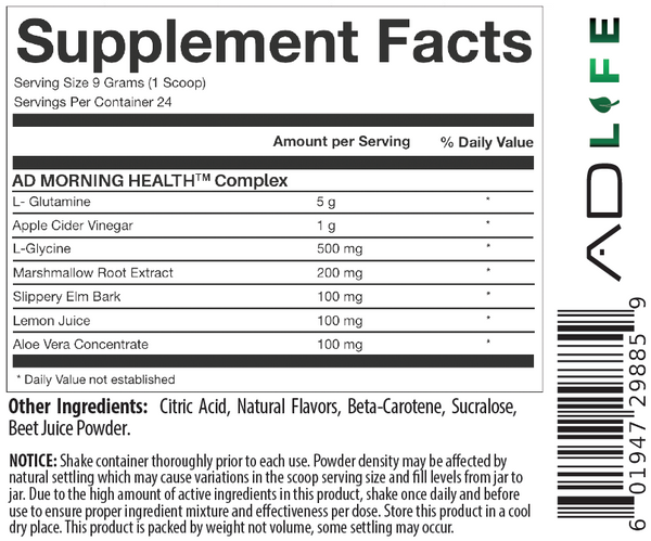 Supplement Facts Project AD Life Good Mornin' 24srv.