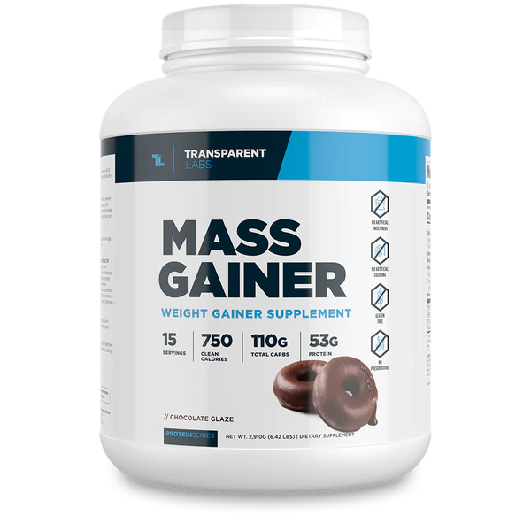 Transparent Labs Mass Gainer in Chocolate Glaze Flavor 15srv, Weight Gainer Supplement, 53g of Protein, 750  clean calories