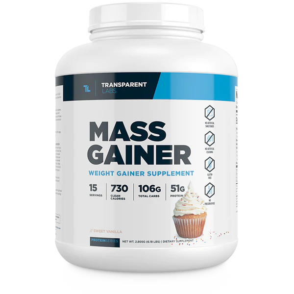 Transparent Labs Mass Gainer in Sweet Vanilla Flavor 15srv, Weight Gainer Supplement, 53g of Protein, 750  clean calories