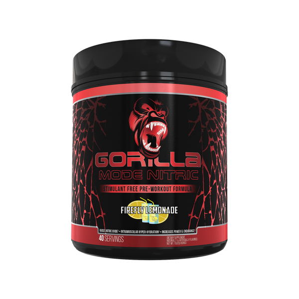 Firefly Lemonade Gorilla Mode Nitric stimulant free pre-workout formula 40srv