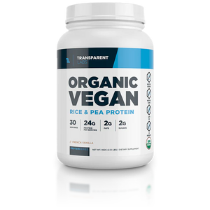 Transparent Labs Organic Vegan 30srv French Vanilla flavor Rice & Pea Protein