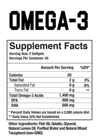 Supplement Facts Axe & Sledge Omega-3 90ct