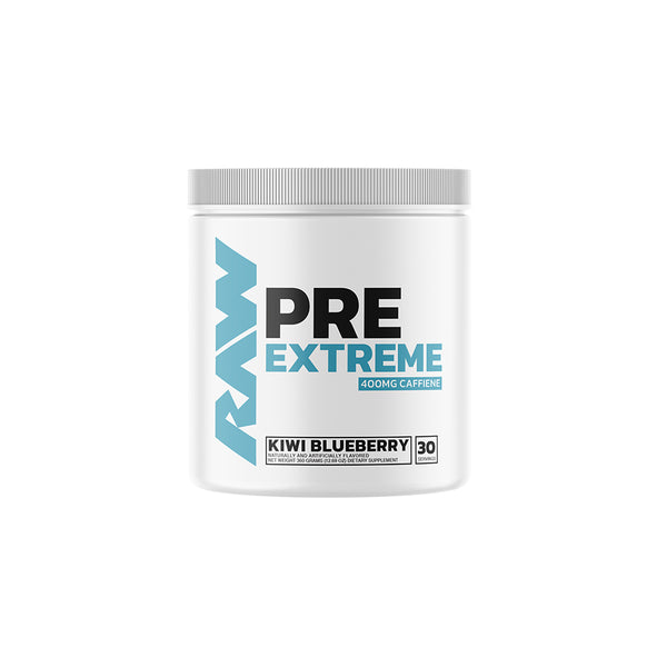 Raw Pre Extreme 30srv, 400MG Caffeine per serving. Kiwi Blueberry flavor