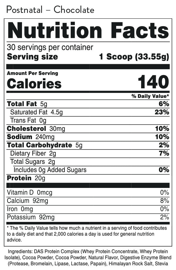 Supplement Facts Bumped Up Postnatal Protein 30srv