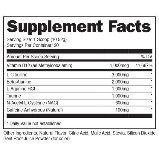 Supplement Facts Cara Loren Bucked Up 30srv