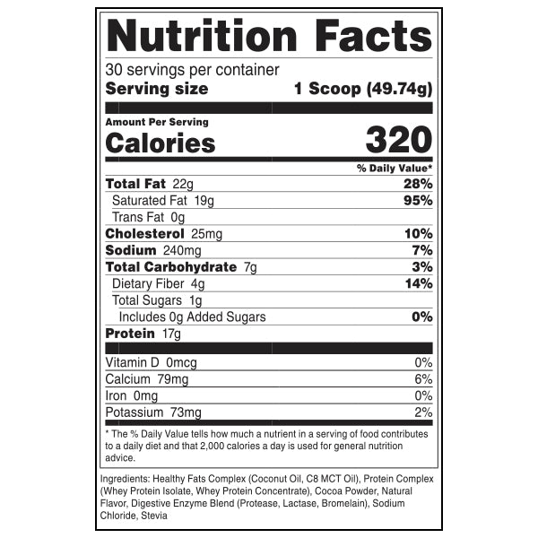 Supplement Facts Bucked Up KETO Protein