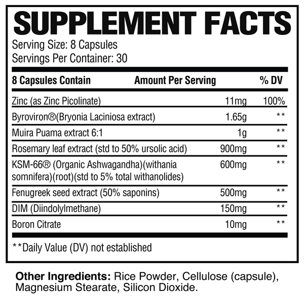 Supplement Facts Raw Test 240Caps. Support for Male Sexual Health*. Testosterone Support Formula