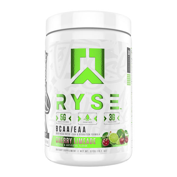 Ryse BCAA + EAA 30srv, 2:1:1 BCAA Ratio, EAA & Hydration formula, Cherry Limeade flavor