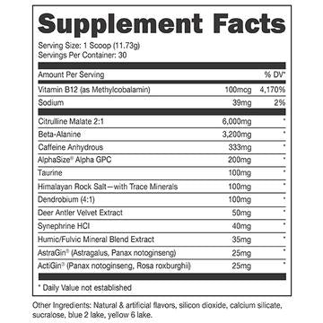 Supplement Facts Woke AF Black 30srv