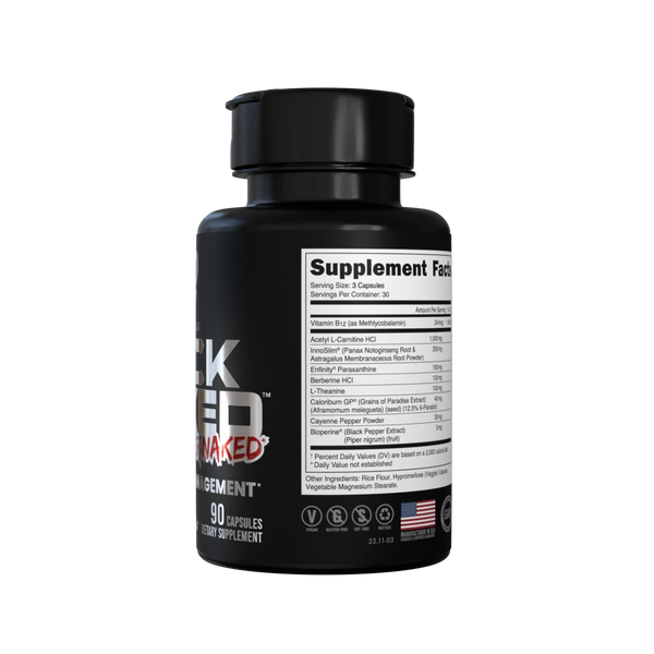 Supplement Facts Bucked Up Buck Naked 90Caps