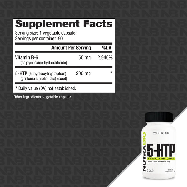 NutraBio 5-HTP 200mg 90Caps
