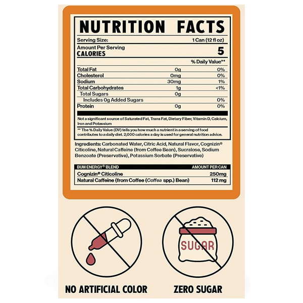 Supplement Facts Raw Bum Energy 12ct Energy drink