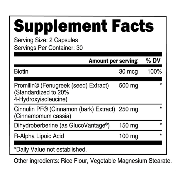 Supplement Facts for Transparent Labs GDA 60Caps, Glucose disposal agent*