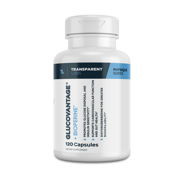 Transparent Labs GlucoVantage + BioPerine 120Caps, promotes glucose disposal and insulin sensitivity*, supports cardiovascular function and gut health*