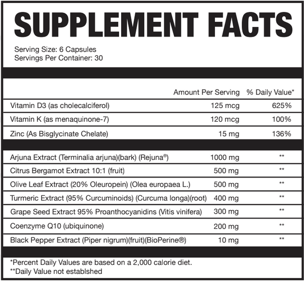 Supplement Facts Axe & Sledge Heart+ 180cap