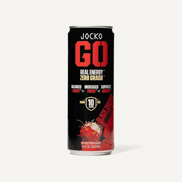Jocko Go Drink 12ct. Real Energy* Zero Crash*. Black Cherry Vanilla flavor