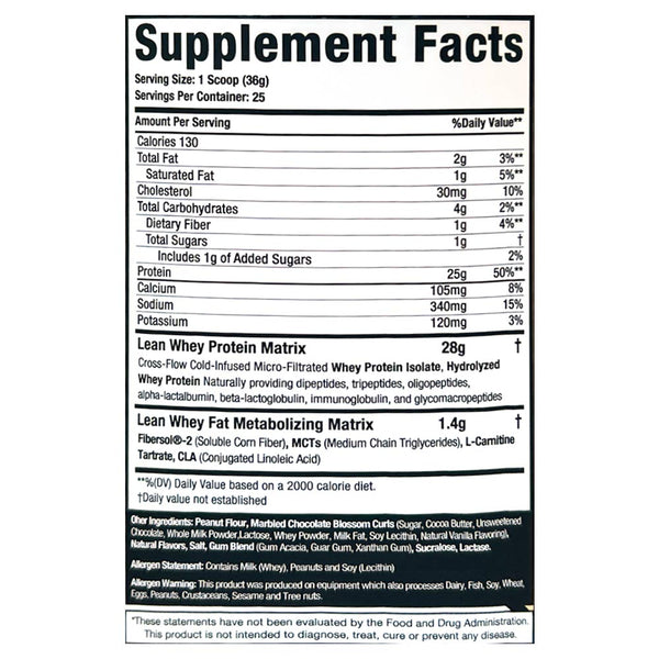 MuscleSport Lean Whey Iso-Hydro 2lb White Chocolate Peanut Butter