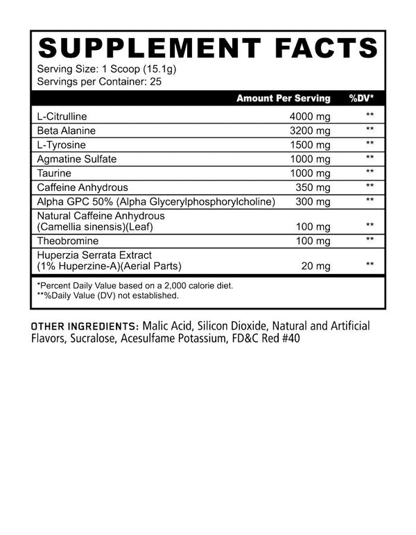 Supplement Facts Limited Edition Panta Pre-workout Reindeers-blood (Strawberry Creamsicle) Flavor, 25srv