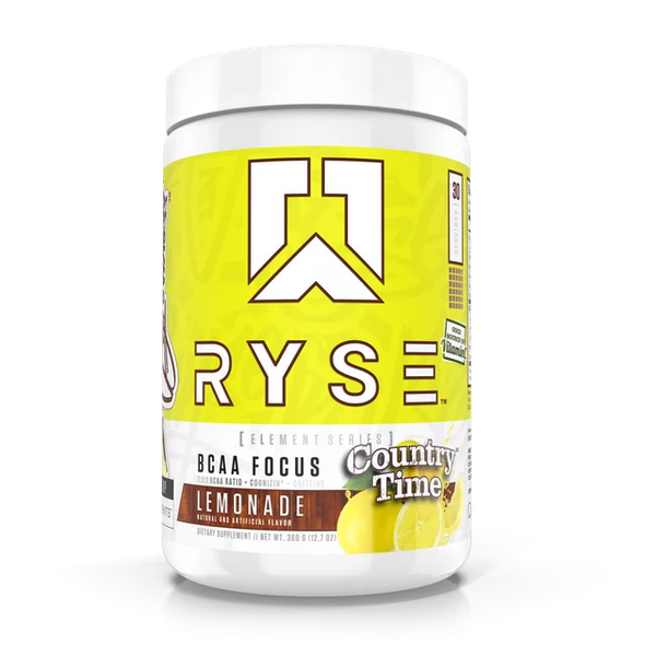 Ryse BCAA Focus 30srv, 2:1:1 BCAA ratio, cognizin, caffeine, element series, Country Time Lemonade flavor