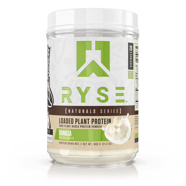 Ryse Loaded Plant Protein 20srv, Natural Series, pure plant based protein powder, Vanilla Flavor, Natural Flavor, Protein drink mix