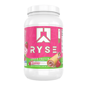 Ryse Loaded Protein 2lb, Premium whey protein with MCTs, protein drink mix, Little Debbie Strawberry Shortcake Rolls flavor