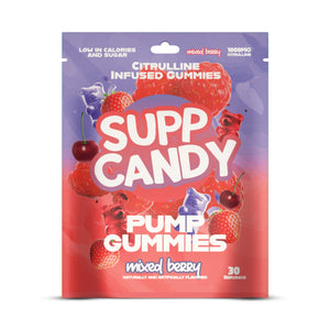 1-pack Supp Candy Pump Gummies packaging with mixed berry flavor on a white background