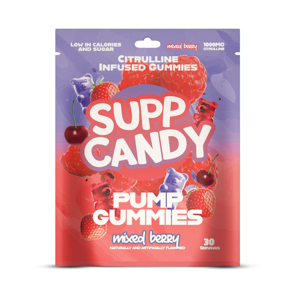 1-pack Supp Candy Pump Gummies packaging with mixed berry flavor on a white background