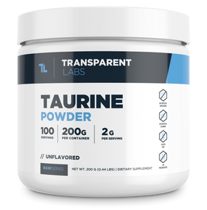 unflavored Transparent Labs Taurine Powder 100srv, raw series