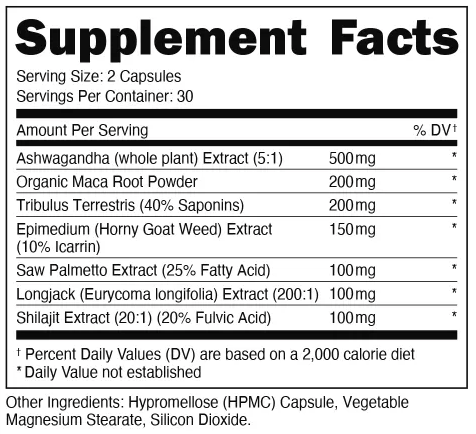Supplement Facts Bucked Up Babe Love 60Caps