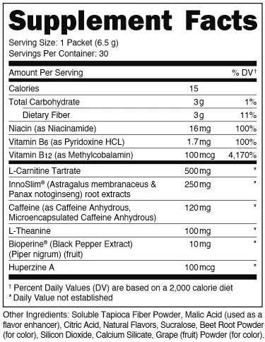 Supplement Facts Bucked Up Babe Boost 30ct
