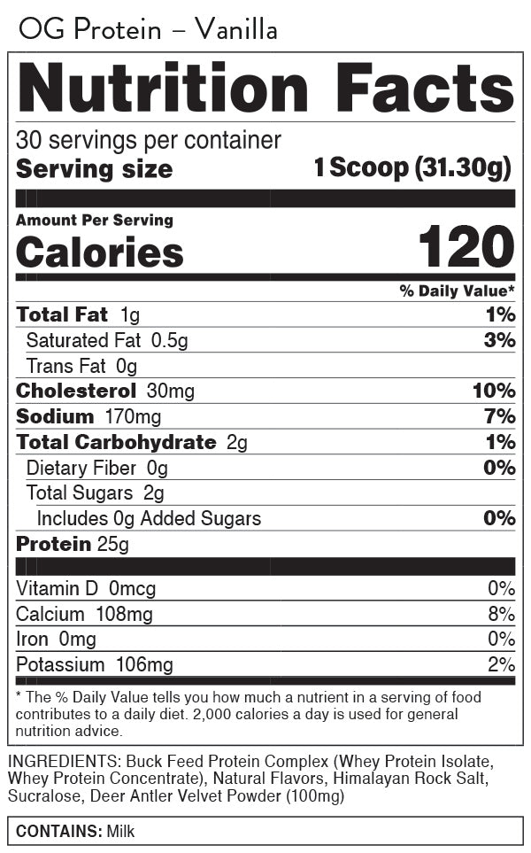 Supplement Facts Buck Feed 30srv