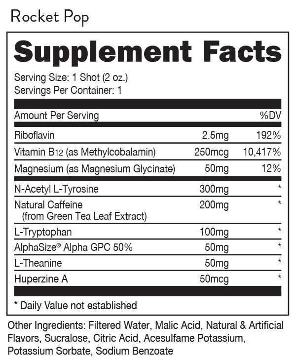 Supplement Facts Bucked Up Buck Shot 12ct