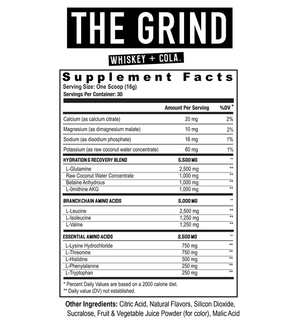 Supplement Facts Axe & Sledge The Grind 30srv