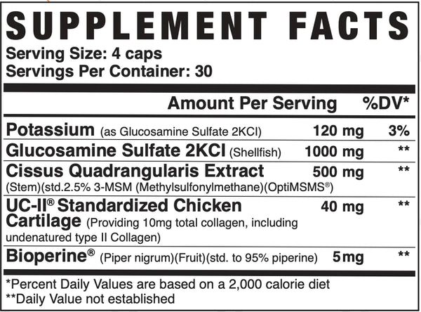 Supplement Facts Axe & Sledge Joint + 120Caps