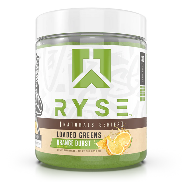 Ryse Loaded Greens 30srv, Natural Series, Orange Burst flavor, Natural flavor