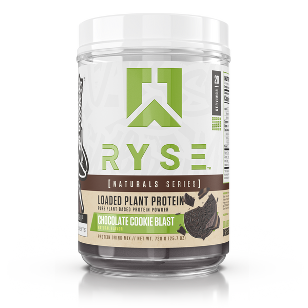 Ryse Loaded Plant Protein 20srv, Natural Series, pure plant based protein powder, Chocolate Cookie Blast Flavor, Natural Flavor, Protein drink mix