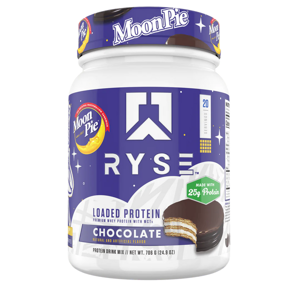 Ryse Loaded Protein, Premium whey protein with MCTs, protein drink mix, Moon Pie Chocolate flavor