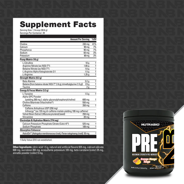 NutraBio PRE Workout 20srv