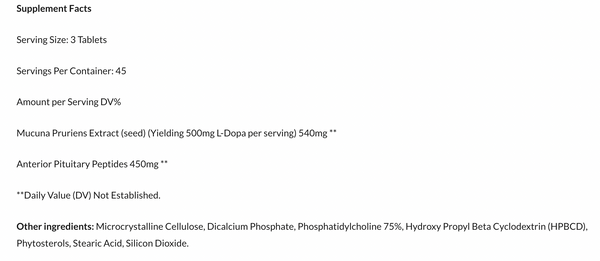Supplement Facts Blackstone Labs SST-1 GH 135Tabs