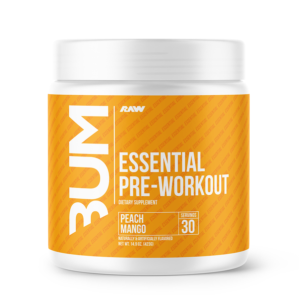Raw CBUM Essential Pre 30srv in Peach Mango flavor