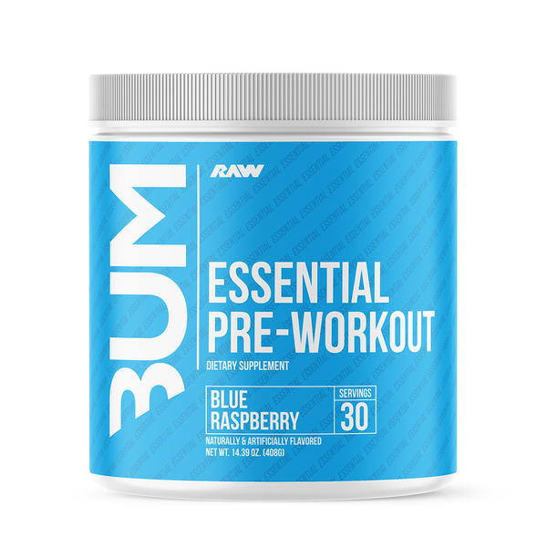 Raw CBUM Essential Pre 30srv in Blue Raspberry flavor