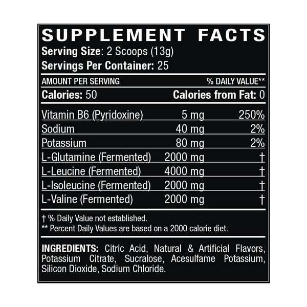 Supplement Facts BCAA+ from Titan Nutrition